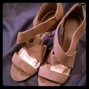 Nude suede heels